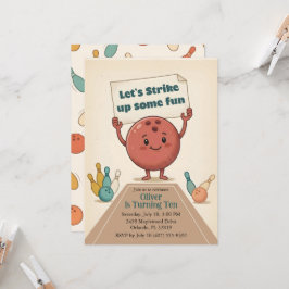 Streik für etwas Spaß Bowling-Party Junge 10. Gebu Einladung