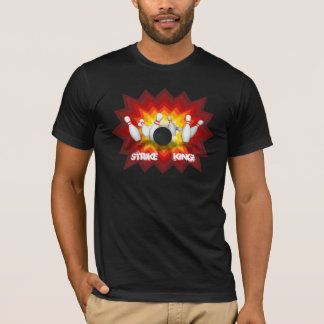Streik-König: Bowlings-Button-T - Shirt: Schwarzes T-Shirt
