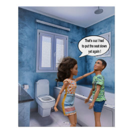 Streitigkeit im Toilettensitz Poster