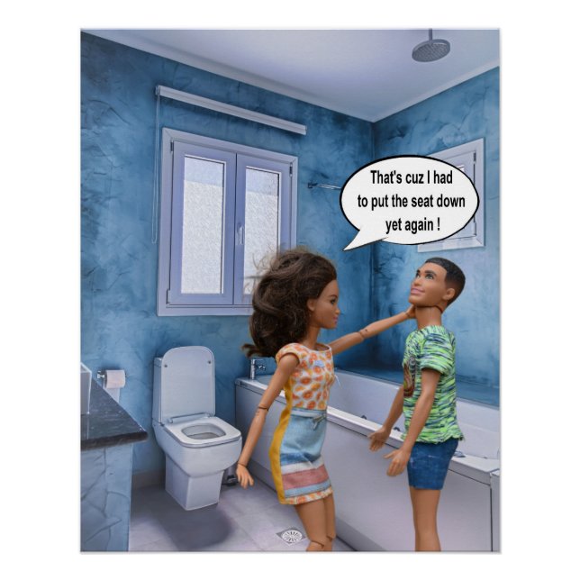 Streitigkeit im Toilettensitz Poster (Vorderseite)