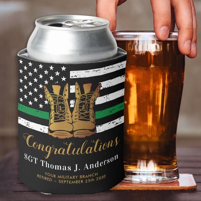 Streitkräfte im Ruhestand feuern dünne grüne Linie Dosenkühler (Von Creator hochgeladen)