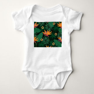 Strelitzia-Blume: Vintager Hintergrund Baby Strampler