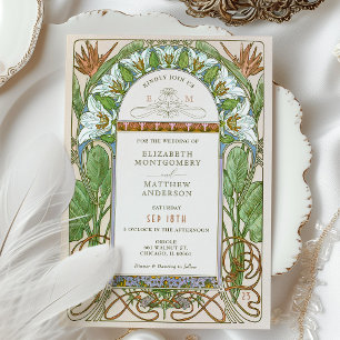 Strelitzia Colorful Wedding Art Nouveau Mucha Einladung