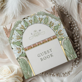 Strelitzia Gold Wedding Art Nouveau Gästebuch