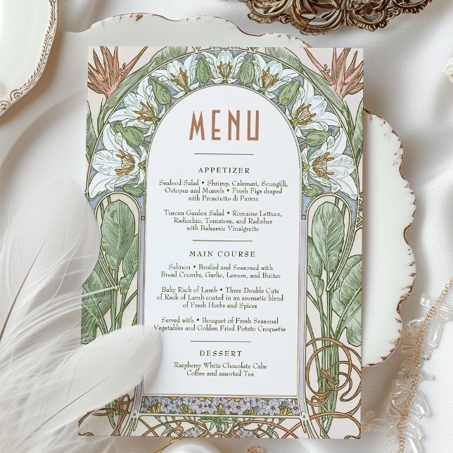 Strelitzia Menu Wedding Vintag Art Nouveau Einladung (Von Creator hochgeladen)