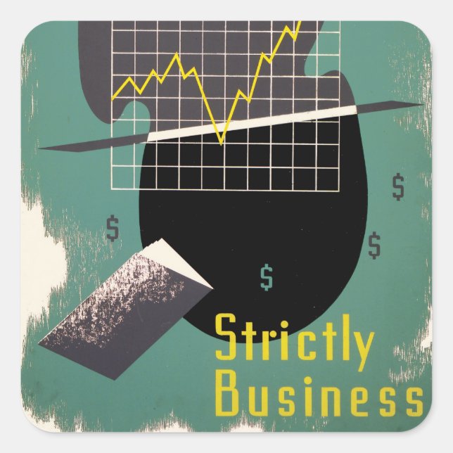 Strenge Geschäfte Quadratischer Aufkleber (Vorderseite)