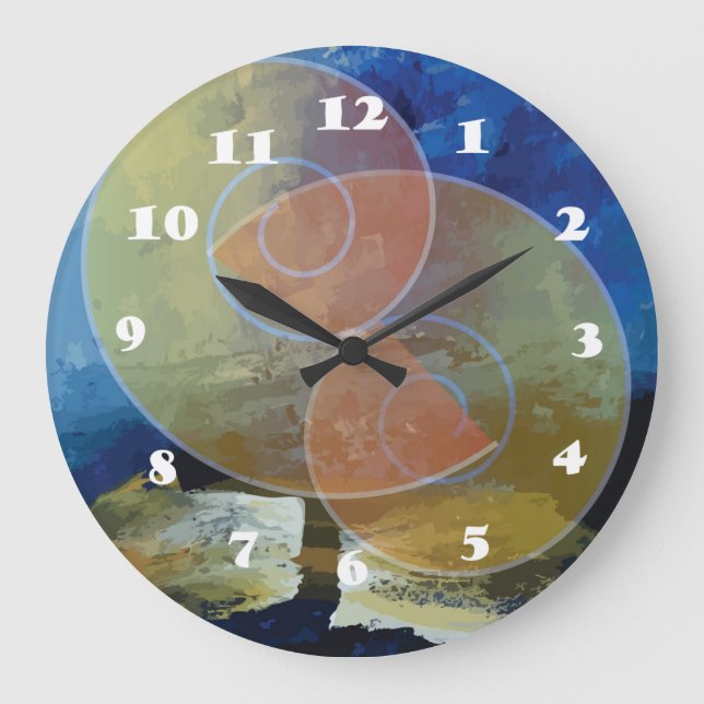 "Strenght" Blue & Yellow Abstrakt ArtClock Große Wanduhr