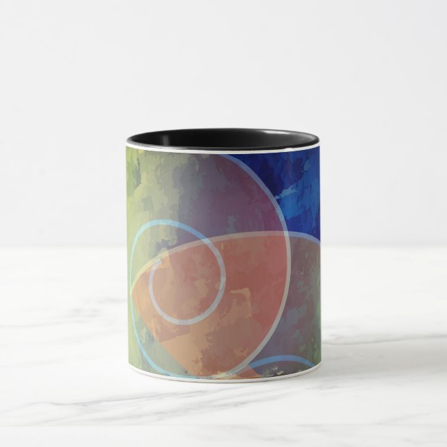 "Strenght" Orange, Blue & Yellow Abstrakt Art Tass Tasse (Zentrum)