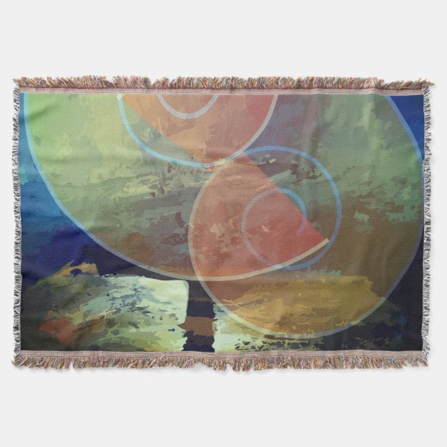 "Strenght" Orange, Blue & Yellow Art Throw Blanke Decke (Vorderseite)