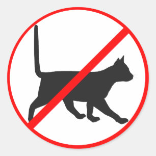 Strengstens verboten für Katzen! Runder Aufkleber