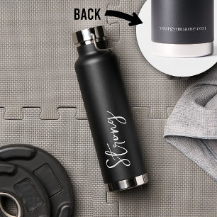 Strength Gym Wasserflasche Strong Script Schwarz  Trinkflasche