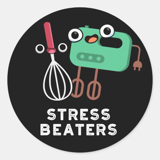 Stress Beaters Funny Baking Whisk Pub Dark BG Runder Aufkleber (Vorderseite)