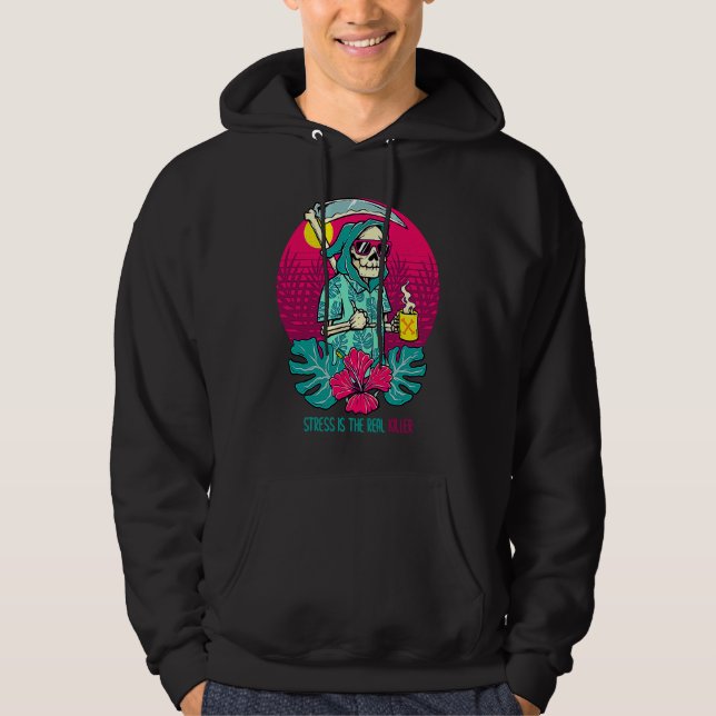 Stress Is the Real Killer Cool Grim Reaper Mental  Hoodie (Vorderseite)
