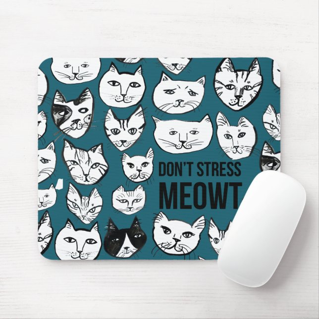 Stress MEOWT Cat Head Pattern Green Mousepad (Mit Mouse)
