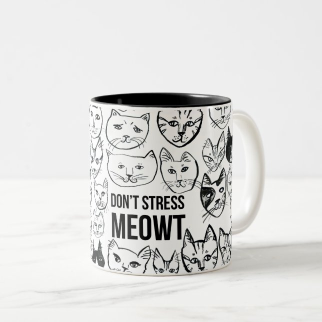 Stress Meowt Funny Cat nicht Zweifarbige Tasse (VorderseiteRechts)