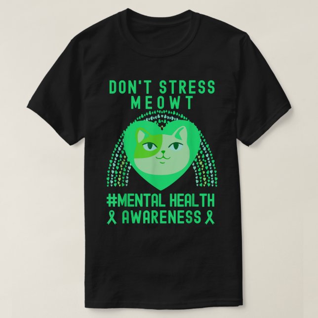 Stress Meowt Mental Health Awareness Rainbow T-Shirt (Design vorne)