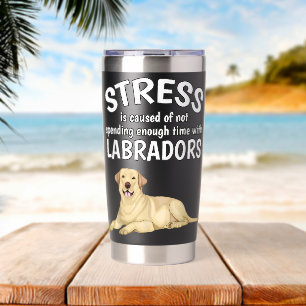 Stress wird durch lustigen Labrador-Gelb-Lab-Gesch Thermobecher