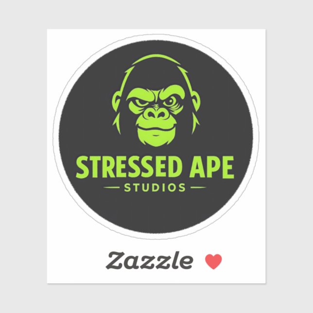 Stressed Ape Studios Grünes Logo-Aufkleber Aufkleber (Blatt)