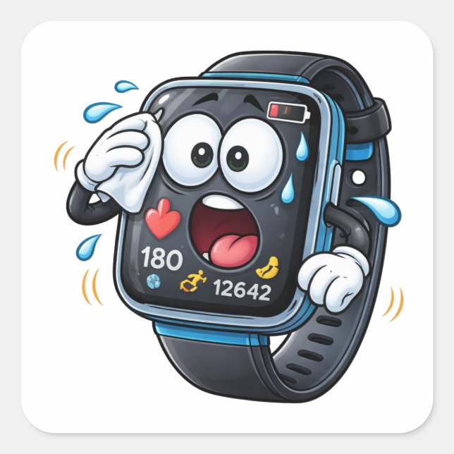 Stressed Cartoon Smart watch Character Sticker (Vorderseite)