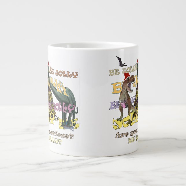Stressed-out  Dinosaur Christmas Jumbo-Tasse (Vorderseite)