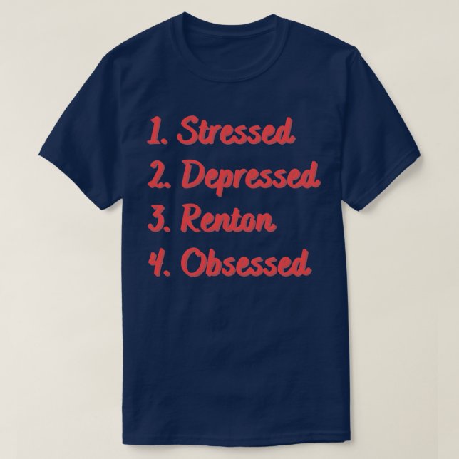 Stressgedämpfte Vermietung besessen T-Shirt (Design vorne)