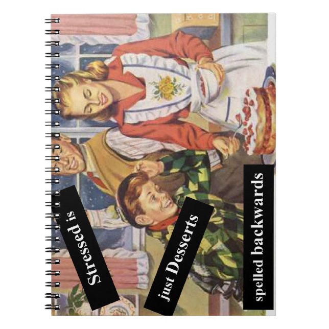 Stressgepresste Desserts werden rückwärts geschrie Notizblock (Vorderseite)