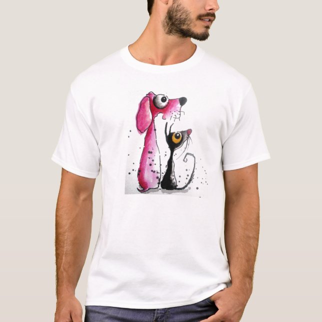 Stressie Ca und der rosa Hund T-Shirt (Vorderseite)