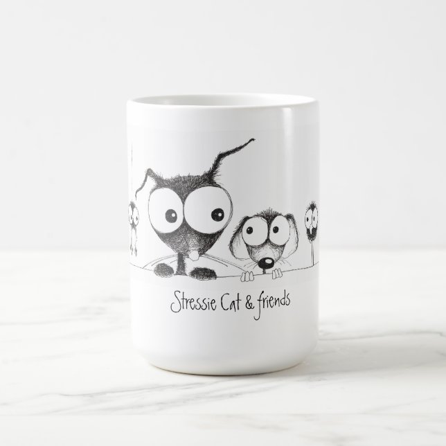 Stressie Katze u. Freund-Tasse Kaffeetasse (Mittel)