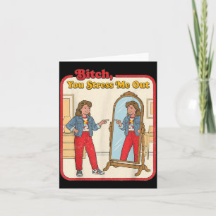 Stressige lustige sarkastische Frau Spiegel Retro Karte
