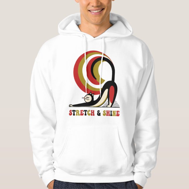 Stretch & Shine Retro Cat Design Hoodie (Vorderseite)