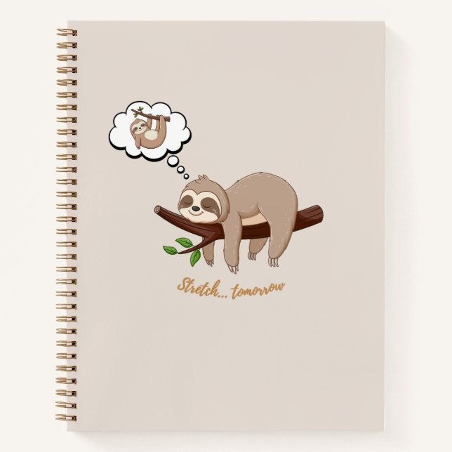 Stretch Tomorrow Faultier Notizbuch | Cozy Minimal (Vorderseite)