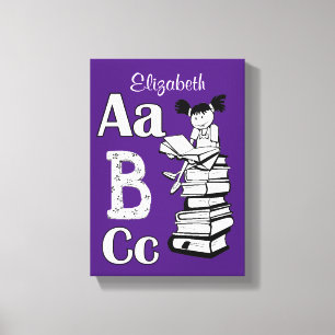 Stretched Canvas Print Abc Reading Lila Leinwanddruck