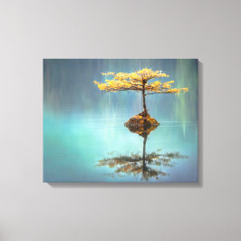 STRETCHED CANVAS PRINT : BAUM AUF EINER INSEL LEINWANDDRUCK