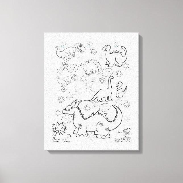 Stretched Canvas Print Coloring Dinosaurier Leinwanddruck (Vorderseite)