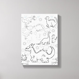 Stretched Canvas Print Coloring Dinosaurier Leinwanddruck