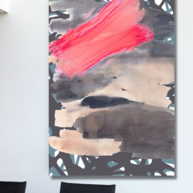 Stretched Canvas Print Grau Red Abstrakt Collage Leinwanddruck (Von Creator hochgeladen)