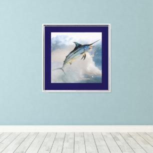 Stretched Canvas Print Jumping Marlin Leinwanddruck