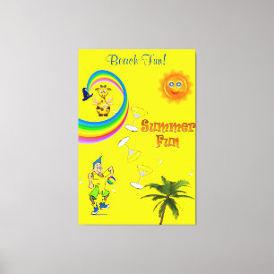 Stretched Canvas Print Rainbow Beach Fun Palm Tree Leinwanddruck