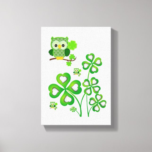 Stretched Canvas Print St. Patrick's Day Owl Leinwanddruck (Vorderseite)