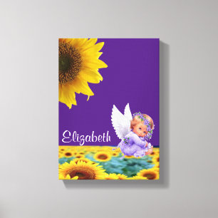 Stretched Canvas Print Sunflower Angel Lila Leinwanddruck
