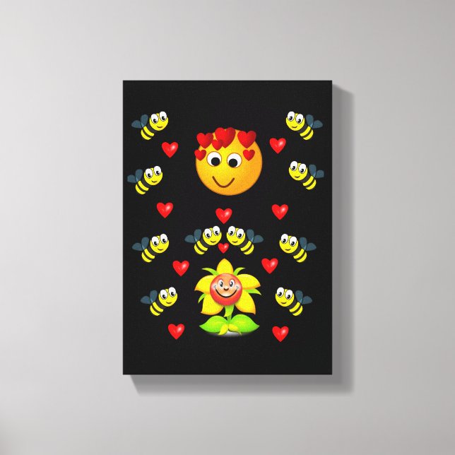 Stretched Canvas Print Valentine's Bumblebee Leinwanddruck (Vorderseite)