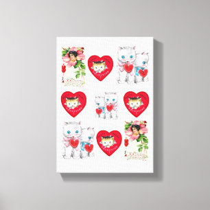 Stretched Canvas Print Valentine's Kitten Leinwanddruck