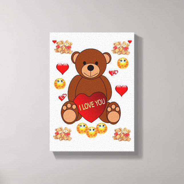 Stretched Canvas Print Valentine's Teddy Bären Leinwanddruck (Vorderseite)