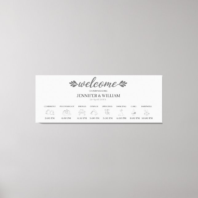 Stretched Canvas Print Wedding Timeline Board Leinwanddruck (Vorderseite)