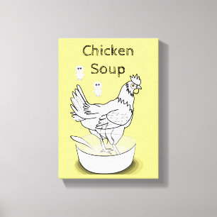Stretched Canvas Print Yellow Chicken Soup Leinwanddruck