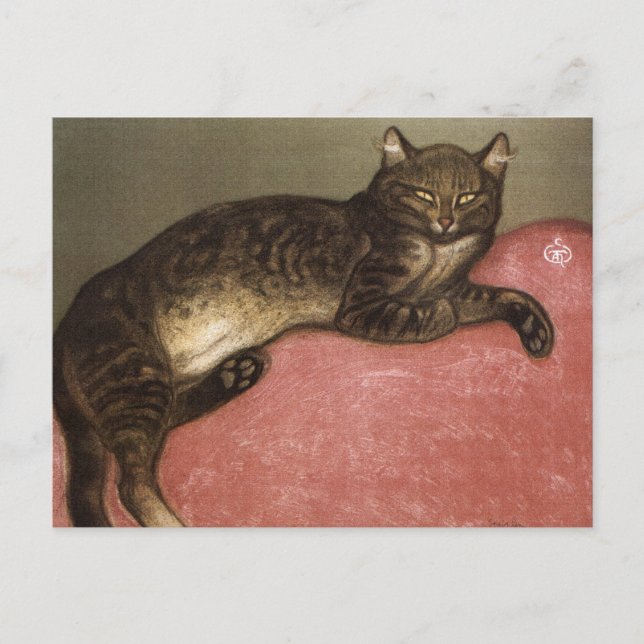 Stretched Cat on Sofa - von Theophile Steinlen Postkarte (Vorderseite)