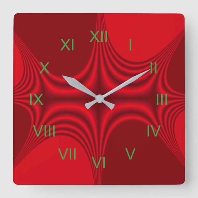 Stretched Neon Star Quadratische Wanduhr (Vorderseite)