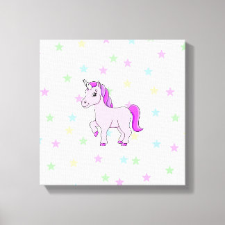 Stretchierte Canvas Print mit Niedlichem Einhorn Leinwanddruck