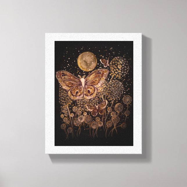 Stretchierte Canvas Print - Moths, Moon and Dandel Leinwanddruck (Vorderseite)