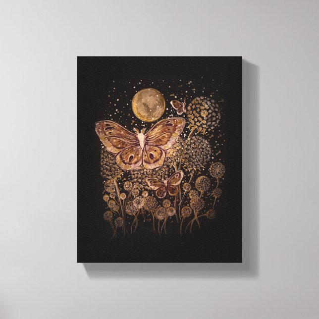 Stretchierte Canvas Print - Moths, Moon and Dandel Leinwanddruck (Vorderseite)